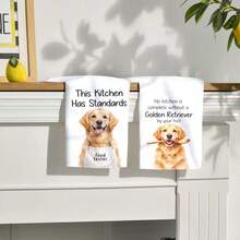 2 chiếc khăn lau họa tiết chó Golden Retriever, khăn lau bát đĩa in hình thú cưng, khăn trang trí, có thể giặt máy, thích hợp để trang trí ngày lễ, nấu nướng, làm bánh, làm quà tặng tân gia và dùng để lau dọn, phù hợp cho nhà bếp, phòng tắm, nhà vệ sinh. - Nhiều màu - Xem 4