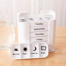 1pc 7-Day Portable Pill Organizer Box, Compact Weekly Morning/Noon/Night Medicine Storage Case - White - View 7
