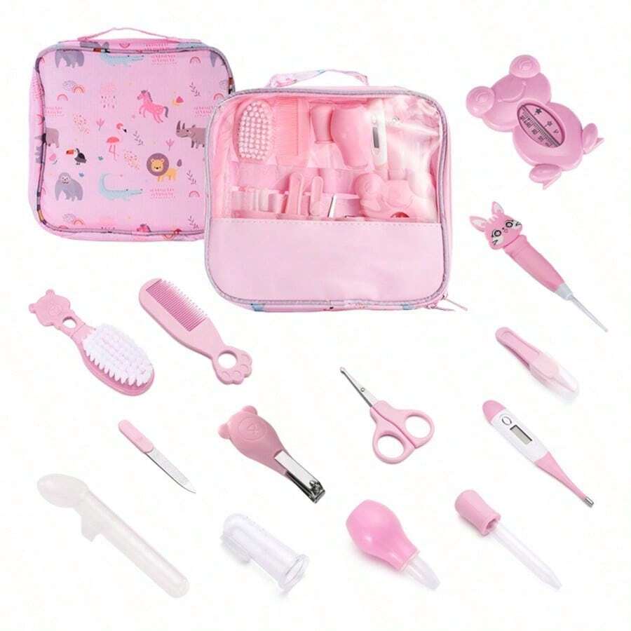 13 Piece Daily Hygienic Hair Care Kit For Newborns - Rose Red - View 1