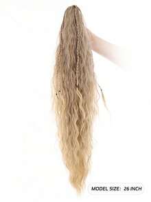 Extensión de cabello ondulado de 26 pulgadas con clip, material de fibra resistente al calor, adecuada para uso diario y fiestas - Negro - Ver 2