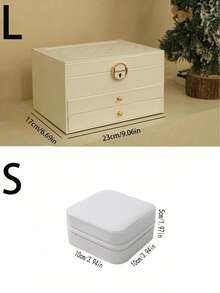 1pc 3-Layer Luxury Large Capacity Jewelry Box, High-Quality PU Leather With Lock, Jewelry Storage And Organizer Container, Suitable For Storing Necklaces, Earrings, Rings, Bracelets, Watches, Etc., Holiday Gift. - Multicolor - View 8