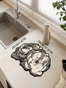 1 pieza Alfombra de tierra de diatomeas con diseño de flor de rosa, impresión de alta definición, bordes suaves, absorción instantánea y secado rápido, resistente al moho, suave y cómoda, fácil de limpiar, fondo antideslizante duradero, alfombra de baño, alfombra de cocina, tapete de baño, alfombra de baño, felpudo, alfombra pequeña, alfombra, tapete de piso, decoración del hogar, alfombra de área, tapete de exterior, decoración del hogar, alfombra de área, alfombra de dormitorio, alfombra lavable - Multicolor - Ver 20