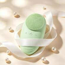 New Silicone Facial Cleansing Brush Electric Pore Cleaner Ultrasonic Face Massager For Deep Cleansing And Skin Rejuvenation With Soft Bristles And Waterproof Design Perfect For All Skin Types - màu xanh lá - Xem 2