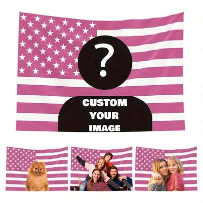 1 Stück personalisierbare Wandteppich mit Fotos und Text, für Geburtstag, Hochzeit, Halloween, Weihnachten, Party, Vatertag/Muttertag, Heimdekoration, Schlafzimmer Ästhetik, Fahne für Zimmer
