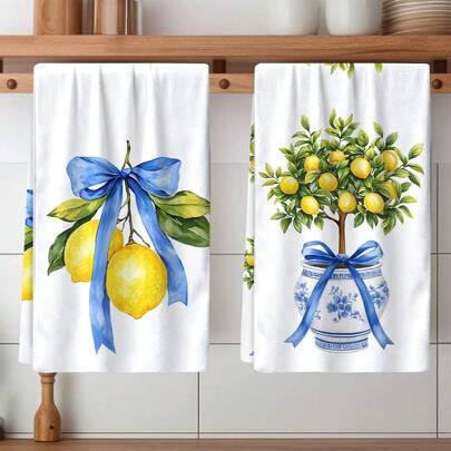 2pcs Plaid Pattern Towel Set - Decorative Towels, Super Absorbent Microfiber, Machine Washable, Suitable For Holiday Decoration, Cooking, Baking, Housewarming Gifts And Cleaning Supplies, Fit For Kitchen, Bathroom, Toilet