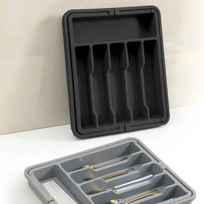 Expandable Kitchen Drawer Organizer, Multi-Slot Plastic Cutlery Tray, Non-Slip Utensil Storage Rack, Suitable For Spoons, Forks, Knives, Space-Saving Storage For Home, Kitchen, Apartment, And RV