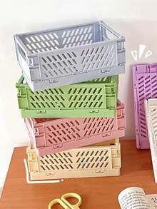 1/2pcs Foldable Storage Basket, Suitable For Living Room Tabletop, Bedroom Decor, Classroom/Office, Kitchen Vegetable & Food, Tableware Storage, Foldable & Stackable, Multiple Colors Available - Multicolor - View 7