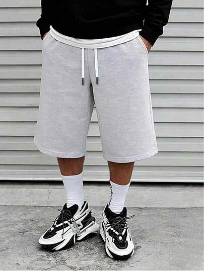Men's Casual Knee-Length Shorts, Street Style For Summer