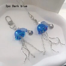 1 件梦幻水母透明海洋动物金属曲线浪漫手机绳钥匙扣吊坠，适用于耳机盒、包、手机、钥匙礼品纪念品汽车配件包魅力学院可爱哥特 Y2k - 彩色 - 查看 11