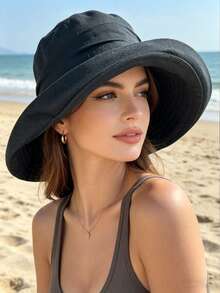 1 pezzo Cappello da sole a tesa larga pieghevole per donna, cappello estivo leggero con protezione UV per attività all'aperto, pieghevole e portatile, adatto per uso quotidiano all'aperto, vacanze al mare - Multicolore - Visualizzare 1