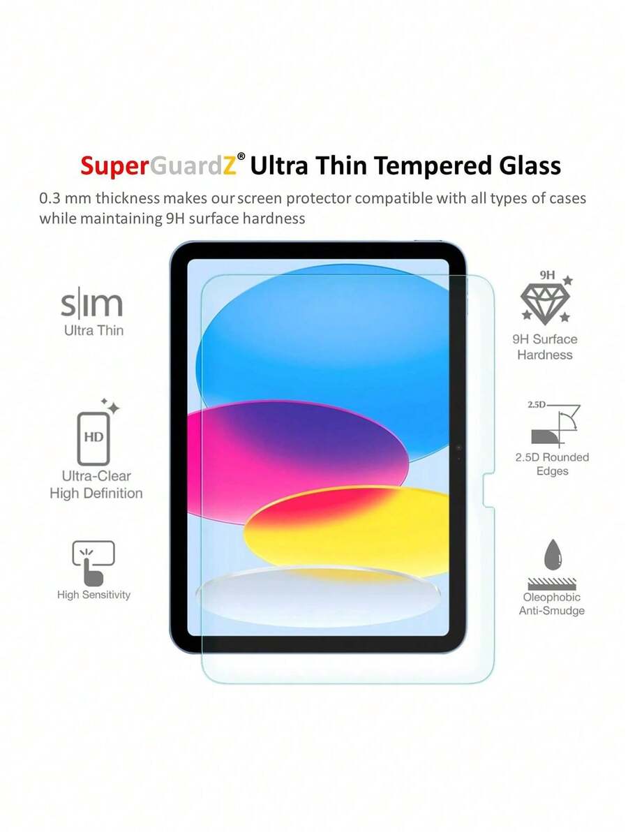 1pc Screen Protector Film, Compatible With IPad A16 11th Gen/10th Gen (11 Inch/10.9, 2025/2022), 9H Tempered Glass Film, Pencil Support, Anti-Scratch, High Definition - Clear - View 1
