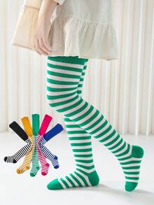 1-8 Years Old Kids Striped Leggings, Girls Snug Pants, Children Tights, Versatile Suitable For Halloween, Christmas And Various Festivals - Multicolor - View 3