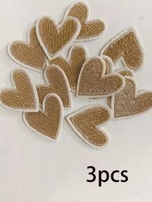 6/3/1pc Gold Heart Embroidered Patches, Iron-On/Sew-On Application For DIY Clothing And Fabric, Mini Heart, Heart-Shaped Embroidery, Star Embroidery Patches, Adhesive Fabric Appliques For Garment Decoration - Multicolor - View 9