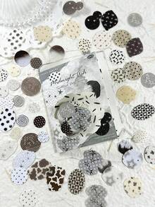 50pcs/Pack Creative Polka Dot Asymmetrical Round Stickers, Scrapbooking DIY Decoration Scrapbook Supplies - Scattered Dots - View 14