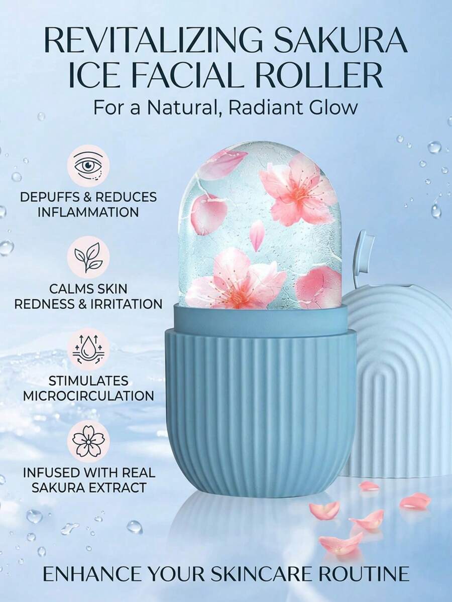 面部冰滚轮模具,可重复使用硅胶冰敷按摩器,用于护肤和面部冷却,收缩毛孔、消除浮肿,打造光泽肌肤,并进行面部按摩,易于填充的便携式冰滚轮,适合居家旅行日常护肤美容必备品 - 彩色 - 查看 1