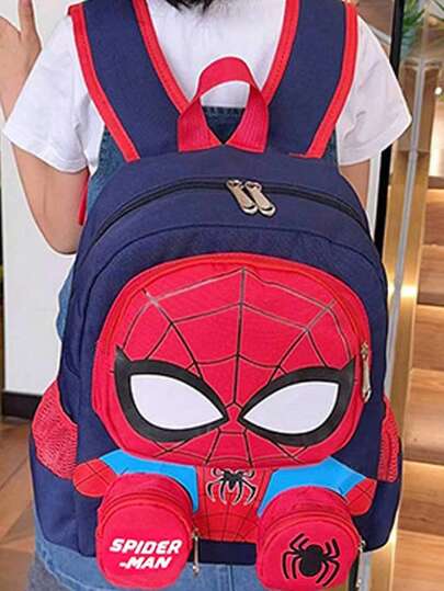 Marvel Premium Backpack Set - 2 Vibrant 3D Plush Designs With Iconic Masks, Lightweight Canvas Backpack With Breathable Mesh Back And Spacious Interior, Perfect For School, Travel And Play, An Ideal Gift For Super Hero Fans