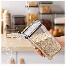 1/2 hũ thủy tinh vuông dày, trong suốt, có nắp đậy kín, dùng để đựng ngũ cốc, đồ ăn nhẹ và lá trà trong nhà bếp. - Trong sáng - Xem 7