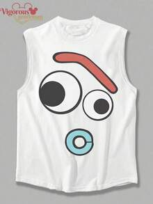 Disney Toy Story Forky Face Casual Summer Tank Top - 白色 - 查看 2