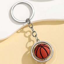 1pc World Cup Sports Style Rotating Keychain, Includes Basketball, Football And Rugby Designs, Metal Commemorative World Cup Keychain Pendant, Suitable As A Small Gift For Friends And Family - Multicolor - View 3
