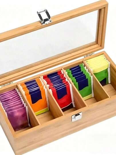 1pc Vintage Desktop Tea Bag Storage Box
