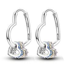 1 paire de boucles d'oreilles à triple anneau en forme de cœur en argent sterling S925 de style moderne romantique, hypoallergéniques, avec zircone cubique colorée, pour femmes, bijoux de mariage et de fête, cadeau d'anniversaire pour couple - KJE206 - Voir 20