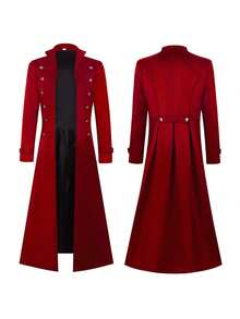 Abrigo gótico retro steampunk medieval, cortavientos, uniforme de la época victoriana, largo medio - Azul - Ver 8