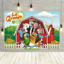 Green Grass Farm Theme Party Decoration  Background La Granja De Zenon Backdro Photo Backdrop Kids 1st Birthday Baby Shower - Loại I - Xem 8