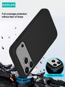 Ốp điện thoại Koolife 1 chiếc màu đen giả da PU, chất liệu PC+TPU bền chắc, chống trầy xước, tương thích MagSafe, khung viền kim loại và các nút bấm độc lập, cầm nắm chắc chắn, chống trượt cao cấp, tương thích với Apple 17/17pro/17promax - màu đen - Xem 7