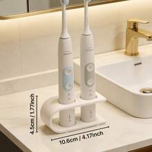 1 pieza Soporte para cepillo de dientes de baño para bebé, base antideslizante de doble compartimento, organizador de cepillo de dientes eléctrico, blanco minimalista de alta calidad, impermeable y fácil de limpiar, organizador esencial para mamás ocupadas - Multicolor - Ver 8