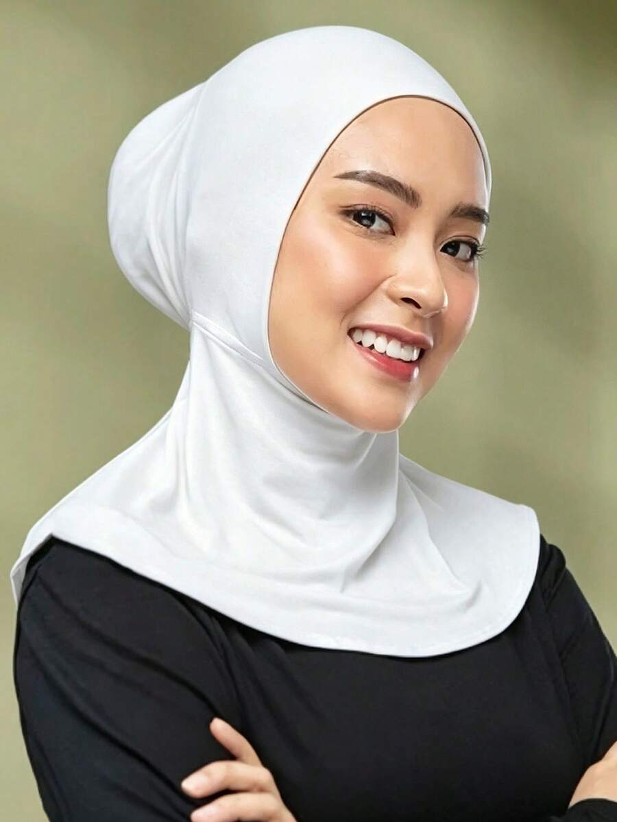 1件装女士中东阿拉伯迪拜土耳其风格纯色经典简约休闲优雅低调莫代尔丝绸柔软透气舒适长帽檐二合一围巾头巾帽,适合日常生活、节日、聚会、礼拜、旅行、假日等场合。 - 白色 - 查看 1