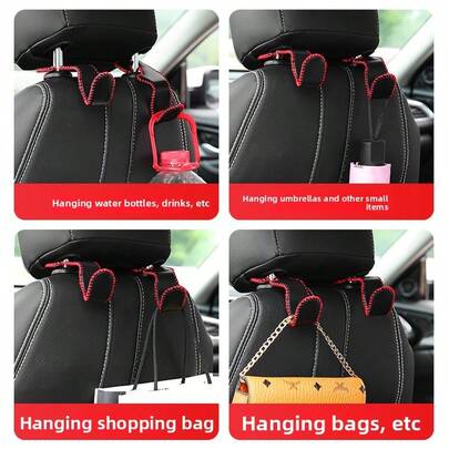 1 pieza Gancho multifuncional para el coche, gancho para el reposacabezas del asiento para almacenamiento, organizador interior invisible para accesorios de vehículo