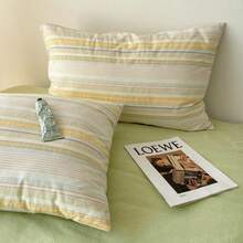 Bộ 3 món đồ dùng nhà bếp, 100% polyester, phong cách retro tối giản, họa tiết sọc, gồm 2 vỏ gối và 1 vỏ chăn (không kèm ga trải giường). - Nhiều màu - Xem 7