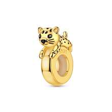 Set Of 1 Silver-Plated Gold-Tone Rubber Stopper Clasps Featuring Small Tiger, Leopard, And Lion Designs. Original Sporty Design Suitable For DIY Bracelets And Necklaces. Exquisite Zirconia-Embellished Pendant Chains And Accessories For Creating Unique Jewelry. Vibrant Sports Fan Theme, Perfect For Both Crafting Projects And Everyday Wear. - Gold - View 13