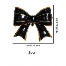 2PCS Black And Gold Bow Tie Balloons, Suitable For Wedding Decoration, Graduation Ceremonies, Birthdays, Perfectly Enhancing The Atmosphere Of Events. Unique Black Bow Tie Design - Black Bow Balloon - View 8