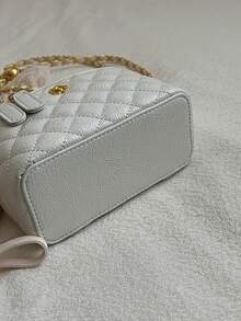 1pc Black Casual Multifunctional Handbag, Fashionable Embroidered Plaid Fabric, Suitable For Office, Holding Phone, Cosmetics, Coins, Shopping, Wallet, Etc., Suitable For Young Women, College Students, Newlyweds, White-Collar Workers. Very Suitable For Office, School, Work, Outdoor Activities, Travel And Other Occasions, Fashionable Ladies Handbag - White - View 6