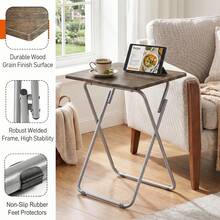 Portable Folding TV Dinner Table, Made Of Sturdy Medium-Density Fiberboard (MDF), Ideal For Use In The Living Room; No Assembly Required; Dimensions: 15 X 18.9 X 26 Inches (3D, 1 Piece) - 3D木紋 - 查看 8