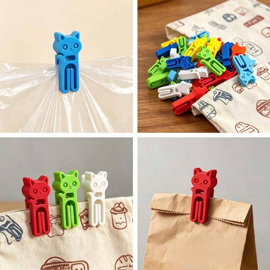 4个可爱卡通猫形多功能书签,彩色软塑料创意书页夹,适合学生、读者、爱书人士,也可作为学校、生日、节日派对礼物。 - 彩色 - 查看 1