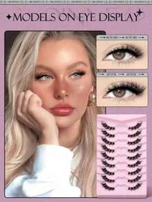 9对透明猫眼短款柔软3D仿貂毛自然妆效假睫毛（BP06） - 黑色 - 查看 2