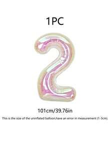 1个40英寸彩色透明数字气球（0-9），氦气充气，透明蝴蝶结铝箔气球，适用于生日派对、婚礼装饰、周年纪念用品 - 水晶色 - 查看 18