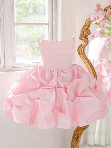 Đầm dạ hội công chúa bằng vải voan mỏng, dây mảnh, chất liệu satin dành cho bé gái, thích hợp cho buổi biểu diễn piano, lễ tốt nghiệp, không bao gồm băng đô cài tóc. - Màu Hồng baby - Xem 2