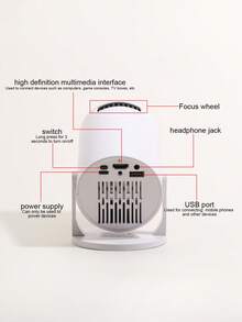 1 pieza Proyector portátil con cable, diseñado para una experiencia de cine en casa compacta, compatible con computadora, teléfono, control remoto de TV para juegos, aprendizaje, oficina y visualización de películas (puede producir un ligero ruido durante el uso) - Multicolor - Ver 11
