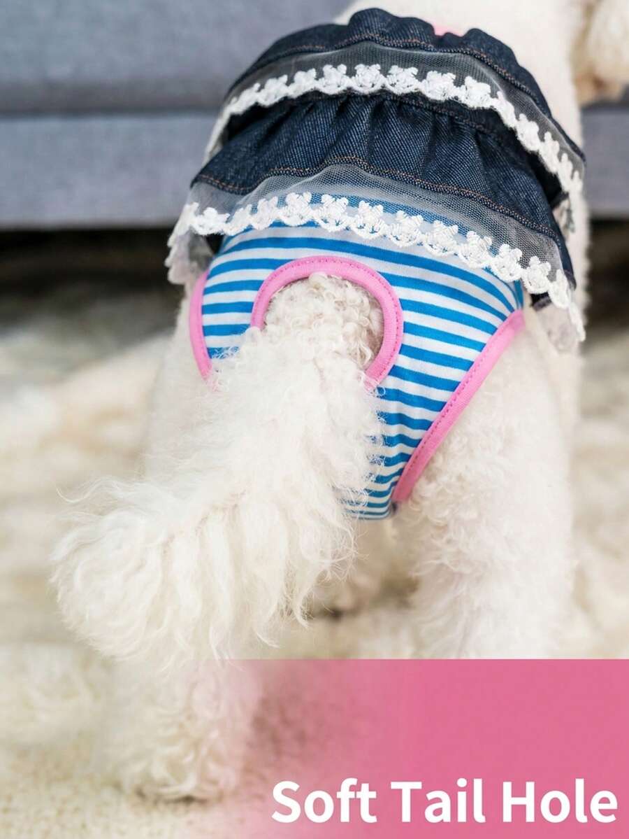 Pantalones fisiológicos reutilizables para mascotas con adorno de encaje y lazo, para prevenir el acoso, adecuados para mascotas medianas y pequeñas, protección contra fugas, suaves y transpirables, artículos esenciales para mascotas