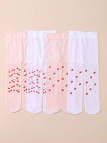 4 đôi quần tất mỏng in họa tiết cho bé gái, chống nắng UPF 50+, quần tất chống xước cho trẻ sơ sinh, thích hợp cho khiêu vũ. - Nhiều màu - Xem 12