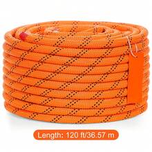 VEVOR Double Braided Polyester Rope, 1/2 In X 120 Ft, 48 Strands, 8000 LBS Breaking Strength Outdoor Climbing Rope, Arborist Rigging Rope For Rock Hiking Camping Swing Rappelling Rescue, Orange/Black - 1/2 in x 120 ft - 查看 10