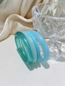 Set de 3/4/7 piezas de pulseras de resina vintage elegantes y minimalistas, adecuadas para uso diario de mujeres, combinables para citas, cumpleaños, fiestas, regalos - Multicolor - Ver 4