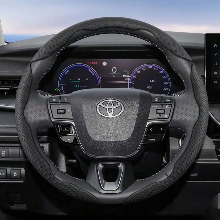 Hocasen Bọc vô lăng siêu mỏng bằng da đục lỗ thoáng khí, thiết kế phân đoạn, dành cho RAV4/Corolla/Hilux/Camry/Yaris/Corolla Cross/Highlander/Kluger/Grand Highlander/Tacoma/Tundra/Sequoia/4Runner/C-HR/Fortuner/Innova/Avanza/Rush/Raize/Sienna/Vellfire/Alphard/HiAce/BZ4X/Land Cruiser/Prado/Proace, có các màu Đen, Đỏ đô, Nâu nhạt, Be, Xám, Xanh lá cây. - Khóa bấm - Xem 23