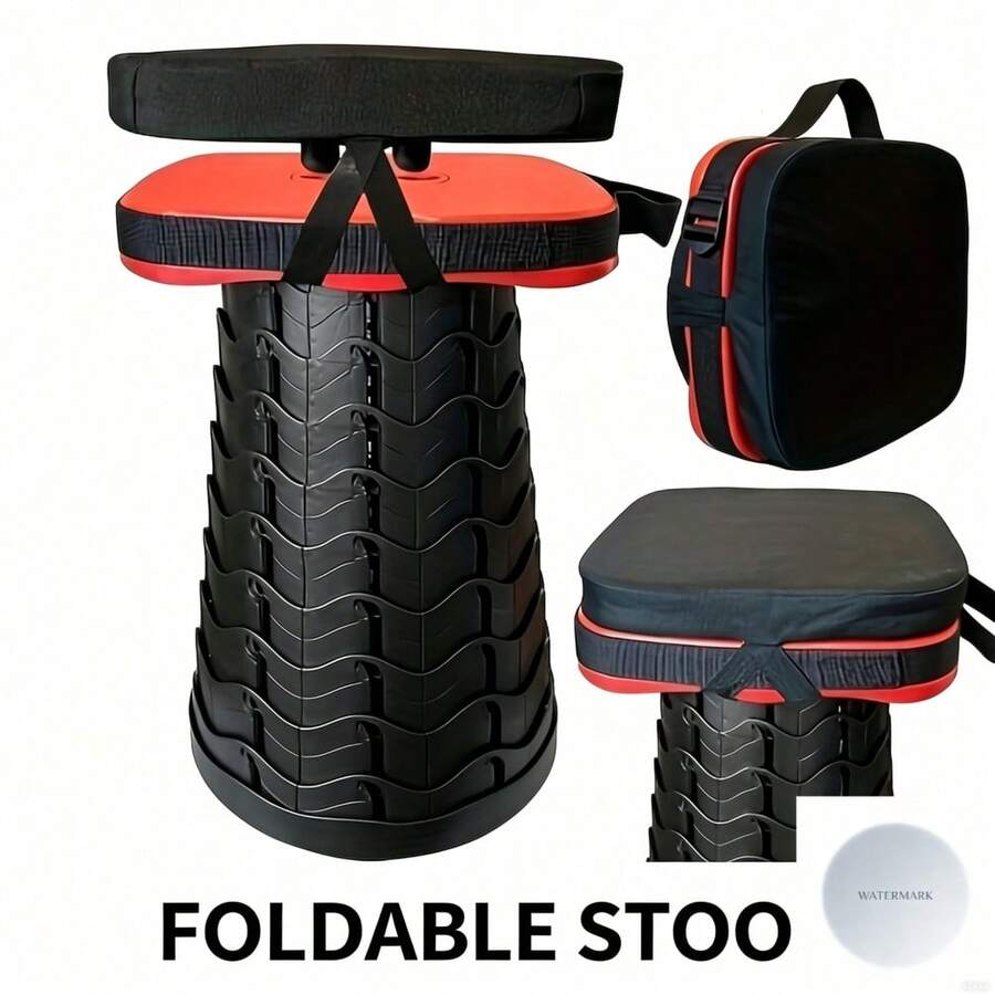 1 Outdoor Portable Folding Stool Cushion, Round Sponge Pad, Retractable Stool, Storage Travel Stool, Waterproof Oxford Cloth Seat Cushion (Stool Not Included, Only One Cushion) X05B - xám - Xem 1