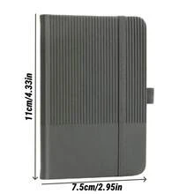 1pc A7 Mini Hardcover Notebook, Gray Striped PU Cover With Elastic Band & Pen Holder, 11x7.5cm Pocket Journal For Travel, School & Office, Portable Daily Notepad - A7 - View 6