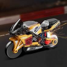 Inertia Flame Motorcycle Toy, Realistic Racing Car Model, Friction Glowing Stunt Motorcycle, Flint Motorcycle Inertia Motorcycle Cool Realistic Mini Racing Car Keychain Pendant Model Decoration Stress Relief - Multicolor - View 11