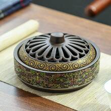 1pc Ceramic Cloisonne Incense Burner, Mosquito Repellent Holder, Creative Home Decor Enamel Incense Stick Holder - Multicolor - View 4